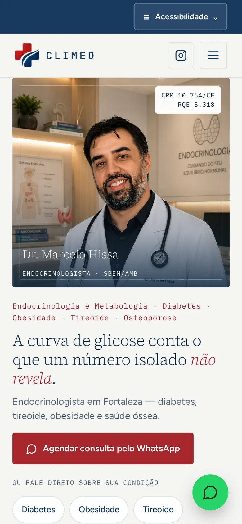 A mesma página vista no celular.